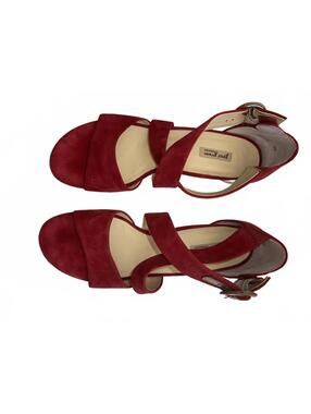 Paul Green Red Suede Block Heel Strappy Sandals Phyllis Size 6.5